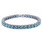 4.5MM Round 14.5CT Blue Topaz .925 Sterling Silver Bracelet 7.25"