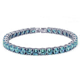 4.5MM Round 14.5CT Blue Topaz .925 Sterling Silver Bracelet 7.25"