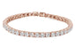 4.5MM Round 14.5CT Rose Gold Plated Fine Cz .925 Sterling Silver Bracelet 7.25"