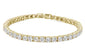 4.5MM Round 14.5CT Yellow Gold Plated Fine Cz .925 Sterling Silver Bracelet 7.25"