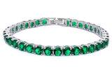 14.5CT Round Green Emerald .925 Sterling Silver Bracelet