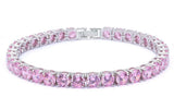 4.5MM Round 14.5CT Pink Topaz.925 Sterling Silver Bracelet 7.25"