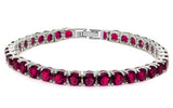 4.5MM Round 14.5CT Ruby.925 Sterling Silver Bracelet 7.25"