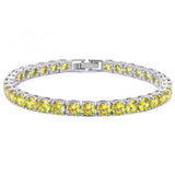 4.5MM Round 14.5CT Yellow Topaz .925 Sterling Silver Bracelet 7.25"