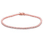 2MM Round Rose Gold Plated 4 prong Tennis Cz  .925 Sterling Silver Bracelet