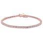 2MM Princess Cut Cz Rose Gold Plated Bezel Set Cz .925 Sterling Silver Bracelet