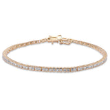 2MM Princess Cut CZ Yellow Gold Plated Bezel Set Cz .925 Sterling Silver Bracelet
