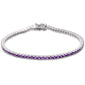 2.5MM ROUND 4 prong Tennis Amethyst Cubic Zirconia  .925 Sterling Silver Bracelet 7.25"