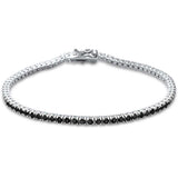 2.5MM ROUND 4 prong Tennis Black Onyx Cubic Zirconia  .925 Sterling Silver Bracelet 7.25"