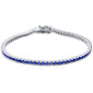 2.5MM ROUND 4 prong Tennis Blue Sapphire Cubic Zirconia  .925 Sterling Silver Bracelet 7.25"