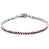 2.5MM ROUND 4 prong Tennis Garnet Cubic Zirconia  .925 Sterling Silver Bracelet 7.25"