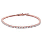 2.5MM ROUND 4 prong Tennis Rose Gold Plated Cubic Zirconia  .925 Sterling Silver Bracelet 7.25"
