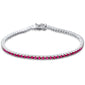 2.5MM ROUND 4 prong Tennis Ruby Cubic Zirconia  .925 Sterling Silver Bracelet 7.25"