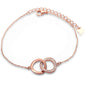 Rose Gold Plated Plain & Cubic Zirconia Wavy Circle  .925 Sterling Silver Bracelet