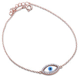Rose Gold Plated Evil Eye .925 Sterling Silver Bracelet