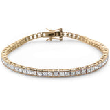 3MM Square Yellow Gold Plated Bezel Set Cubic Zirconia .925 Sterling Silver Bracelet 7.5"