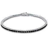 2.5MM Square Bezel Black Onyx .925 Sterling Silver Tennis Bracelet 7.5"