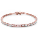 Rose Gold Plated Bezel Set Cubic Zirconia .925 Sterling Silver Bracelet