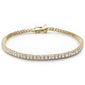 Yellow Gold Plated Bezel Set Cubic Zirconia .925 Sterling Silver Bracelet