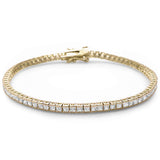 2.5MM Square Yellow Gold Plated Bezel Set Cubic Zirconia .925 Sterling Silver Bracelet 7.5"