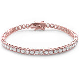 Rose Gold Plated Half Bezel Set Cubic Zirconia .925 Sterling Silver Bracelet