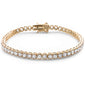 Yellow Gold Plated Half Bezel Set Cubic Zirconia .925 Sterling Silver Bracelet