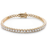Yellow Gold Plated Half Bezel Set Cubic Zirconia .925 Sterling Silver Bracelet