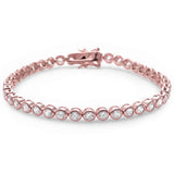 Rose Gold Plated Bezel Set Cubic Zirconia .925 Sterling Silver Bracelet