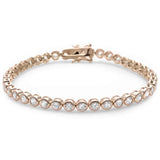 Yellow Gold Plated Bezel Set Cubic Zirconia .925 Sterling Silver Bracelet