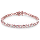 3MM Round Rose Gold Plated Round Bezel Cubic Zirconia .925 Sterling Silver Bracelet 7.25