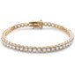 Yellow Gold Plated Round Bezel Cubic Zirconia .925 Sterling Silver Bracelet