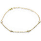 Yellow Gold Plated Bezel Set Cubic Zirconia .925 Sterling Silver Chain Bracelet