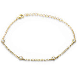 Yellow Gold Plated Bezel Set Cubic Zirconia .925 Sterling Silver Chain Bracelet