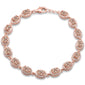 Rose Gold Plated Oval Morganite & Cubic Zirconia .925 Sterling Silver Bracelet 7.5" Long
