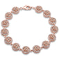 <span>CLOSEOUT! </span>Rose Gold Plated Halo Morganite & Cubic Zirconia .925 Sterling Silver Bracelet 7.5" Long