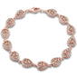Rose Gold Plated Pear Morganite & Cubic Zirconia .925 Sterling Silver Bracelet 7.5" Long