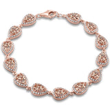Rose Gold Plated Pear Morganite & Cubic Zirconia .925 Sterling Silver Bracelet 7.5" Long