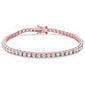 Rose Gold Plated Round Cubic Zirconia .925 Sterling Silver Bracelet