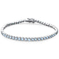 Elegant Round Aquamarine  .925 Sterling Silver Tennis Bracelet 7" Long