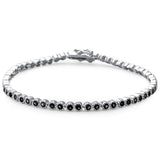 Elegant 7" Black Onyx .925 Sterling Silver Tennis Bracelet