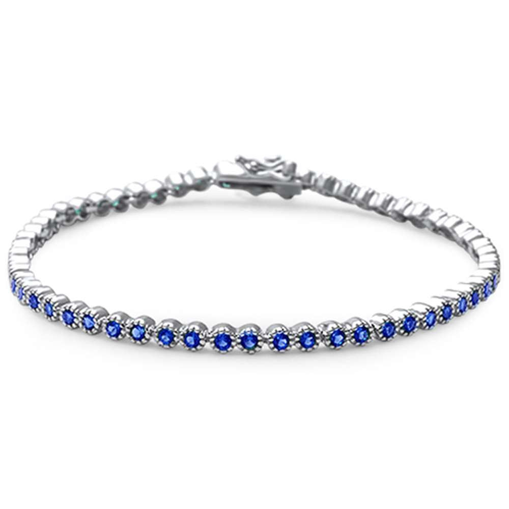 Elegant 7" Blue Sapphire .925 Sterling Silver Tennis Bracelet