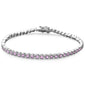 Elegant Round Pink Topaz .925 Sterling Silver Tennis Bracelet 7" Long