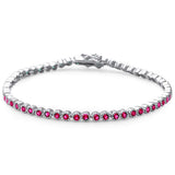 Elegant 7" Round Ruby .925 Sterling Silver Tennis Bracelet