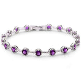 Elegant Round Amethyst .925 Sterling Silver Bracelet