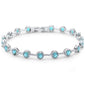 Elegant Round Aquamarine .925 Sterling Silver Bracelet