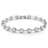 Elegant 7" Round Cubic Zirconia .925 Sterling Silver Tennis Bracelet