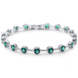 Elegant 7" Round Emerald .925 Sterling Silver Tennis Bracelet