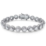 Elegant 7" Round Cubic Zirconia .925 Sterling Silver Tennis Bracelet