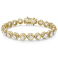 Elegant 7" Round Cubic Zirconia Yellow Gold Plated .925 Sterling Silver Bracelet