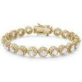 <span>CLOSEOUT! </span>Elegant 7" Round Cubic Zirconia Yellow Gold Plated .925 Sterling Silver Bracelet